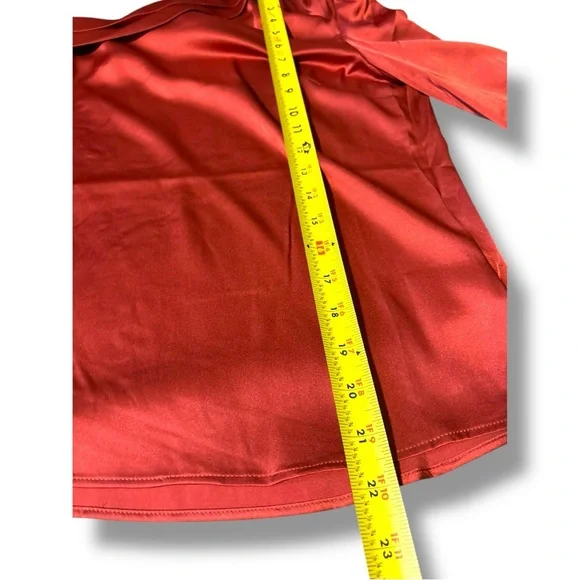 Express NWT Chic Scarlet Asymmetrical Long Sleeve Silky Cowl Neck Women's Blouse - Picture 9 of 16